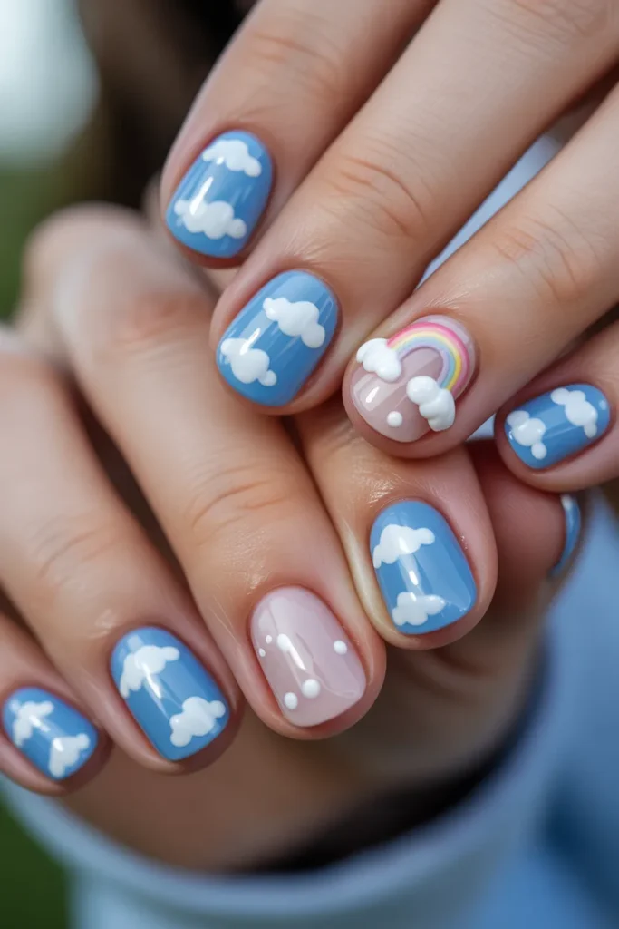 21.Soft Blue Cloud Nails