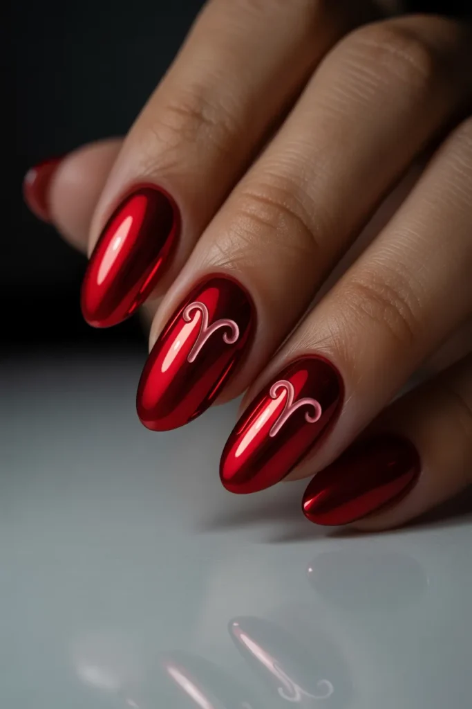 Aries Nail Designs 23 22. Aries Nail Designs — Chrome Red Mirror Finish