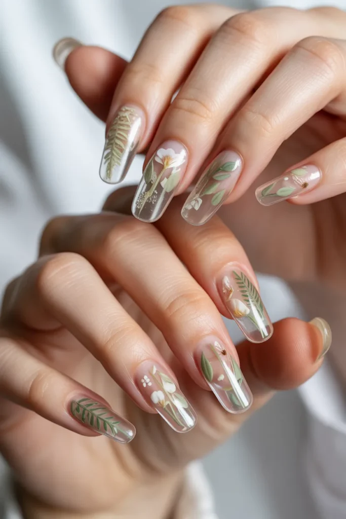22. Botanical Pressed Flower Nails