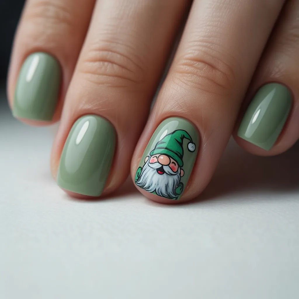 22. Cute Gnome Nail Art