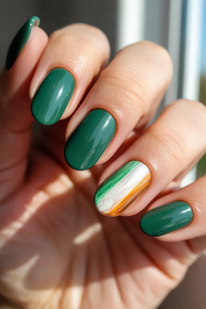 22. Irish Nails Flag — Accent Nail Design