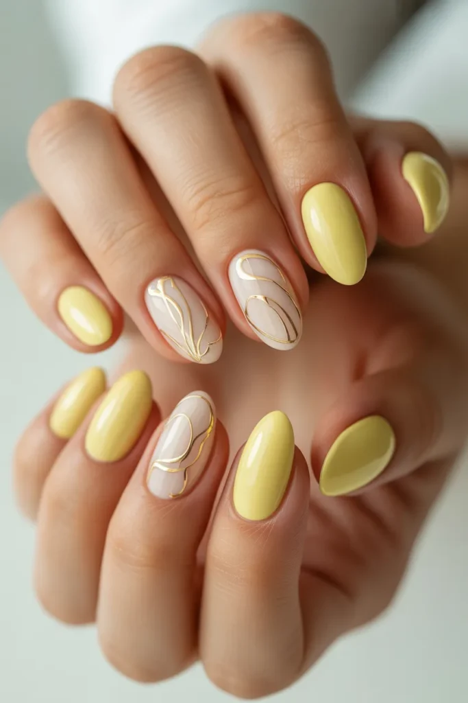 22. Pale Yellow with Minimalist Line Art