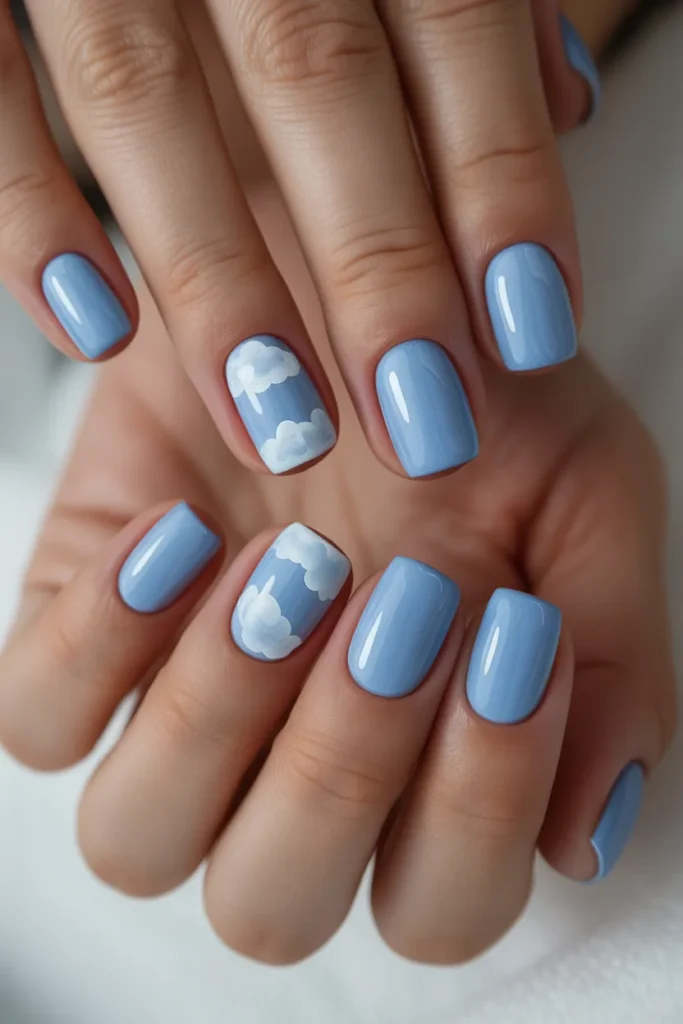 22. Sky Blue with White Cloud Accents