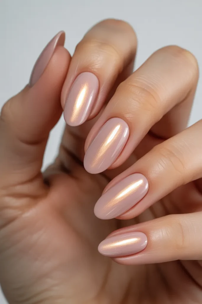 23. Champagne Pink Cat Eye Nails