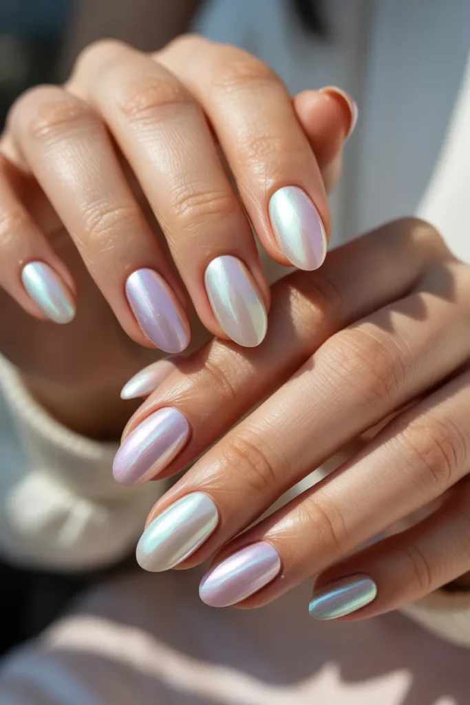 23. Easter Egg Nails — Pearl and Pastel Elegant