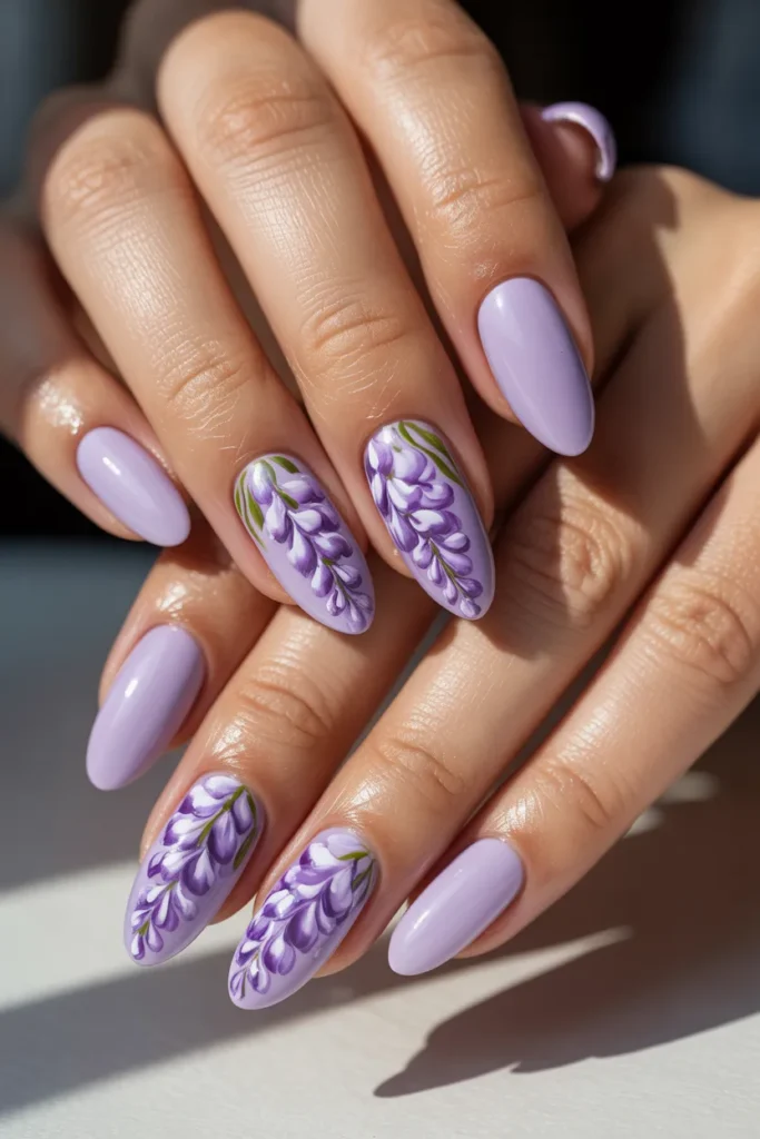 23. Floral Spring Nails Purple — Wisteria Design