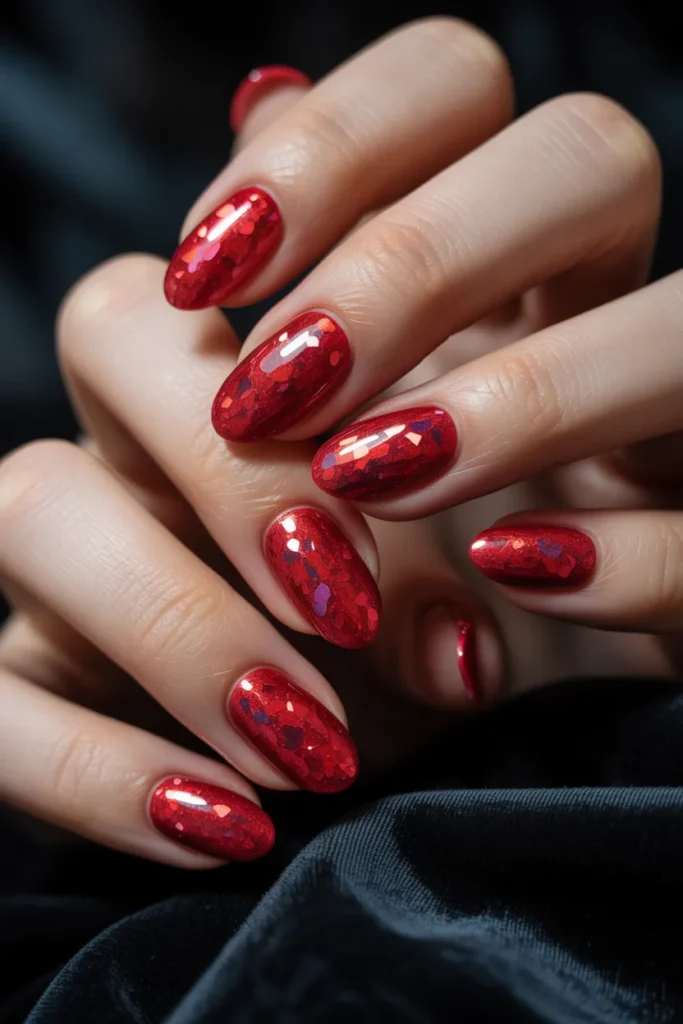 Aries Nail Designs 25 24. Aries Nail Ideas — Red Glitter Birthday Nails