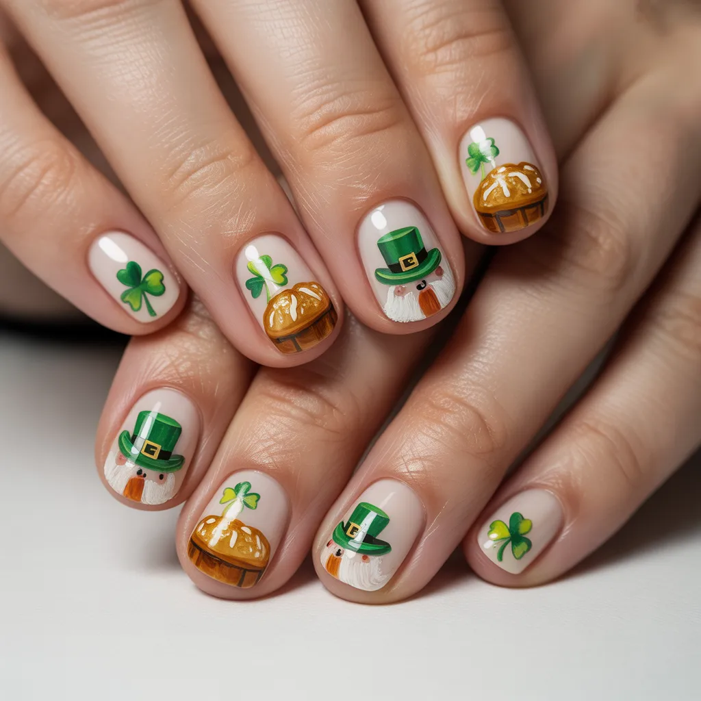 24. Cute St. Pattys Soda Bottle Nails