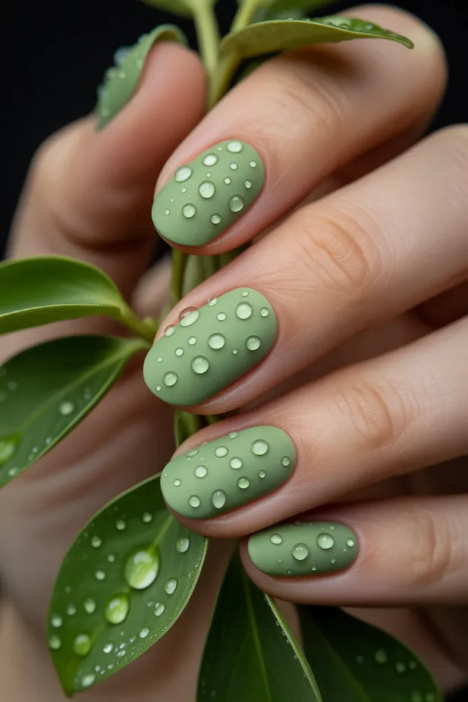 24. Dew Drop 3D Nails in Clover Green