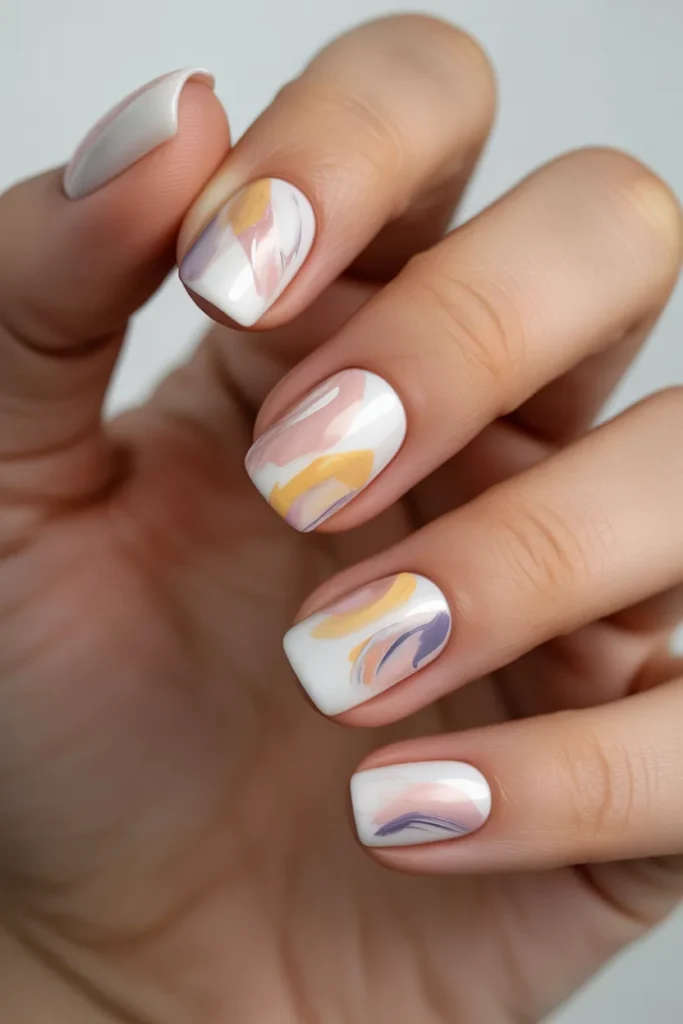 24. Floral Spring Nails — Abstract Floral Nail Art