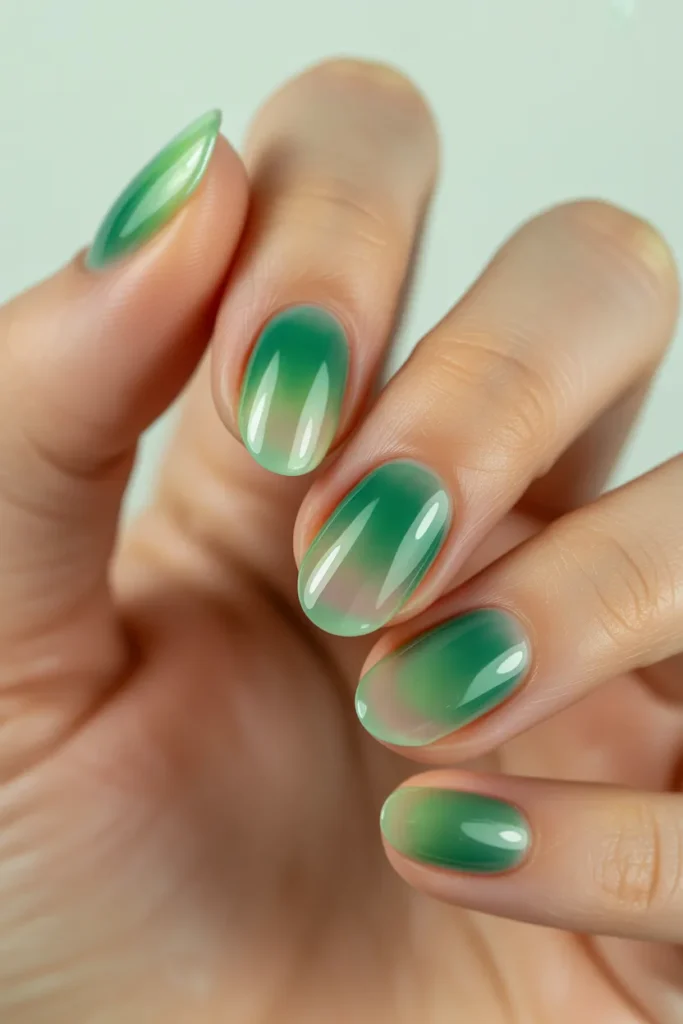 24. Green Aura Nails