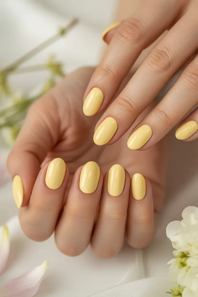 24. Pale Yellow Butter Nails