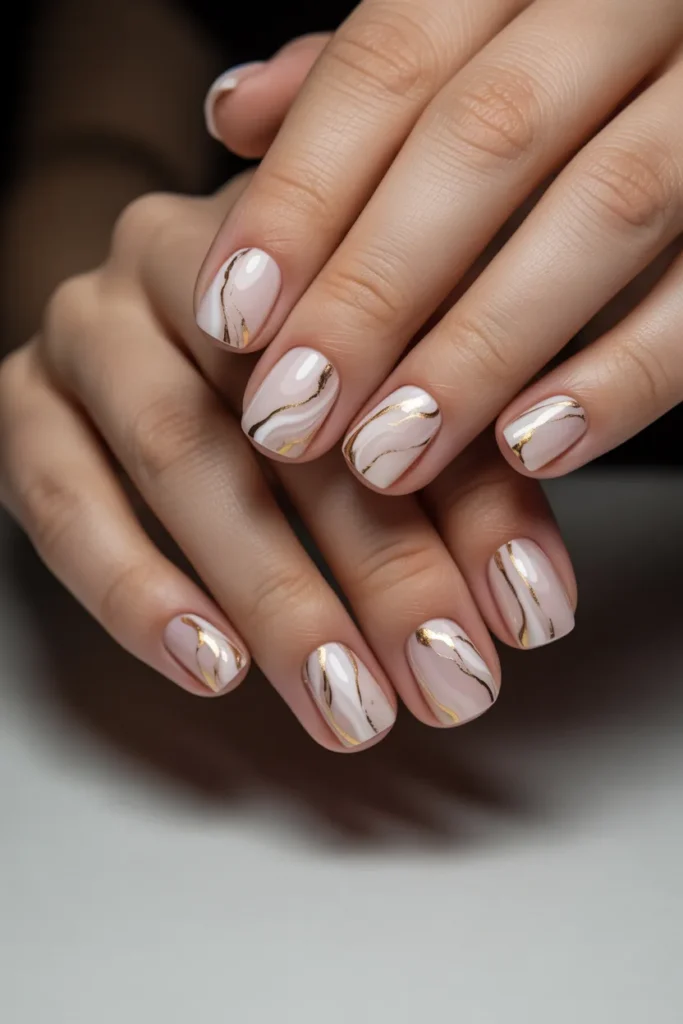 24. Pastel Pink Marble Nails