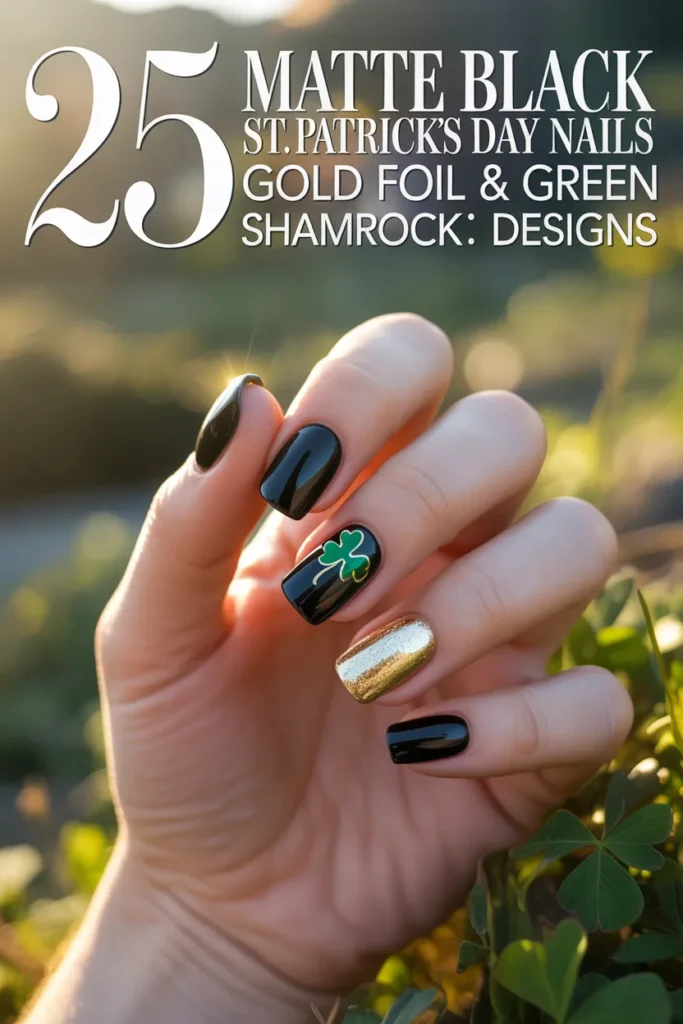 25 Black St Patricks Day Nails Matte Gold Green Designs