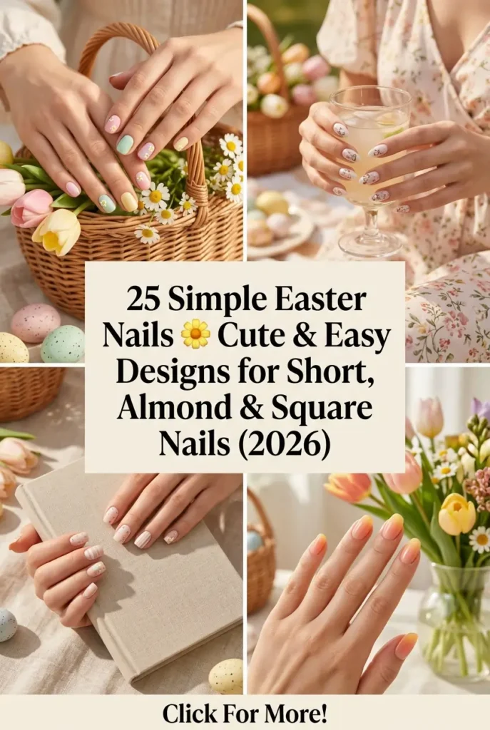 25 Simple Easter Nails 🌼 Cute Easy Designs for Short Almond Square Nails 2026 1