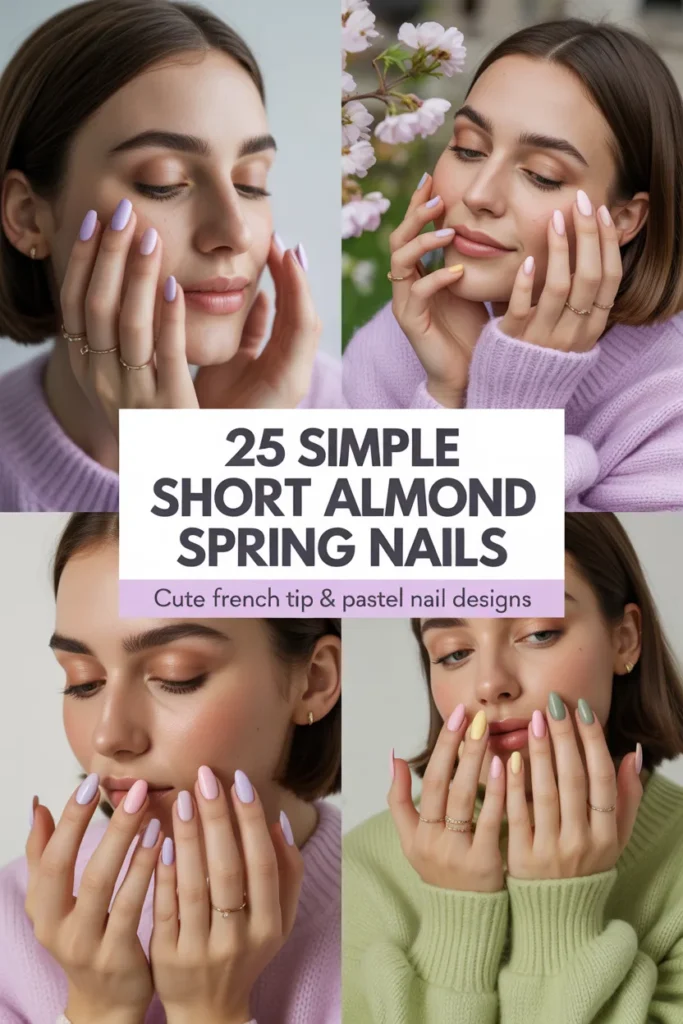 25 Simple Short Almond Spring Nails ✨ Cute French Tip Pastel Nail Designs
