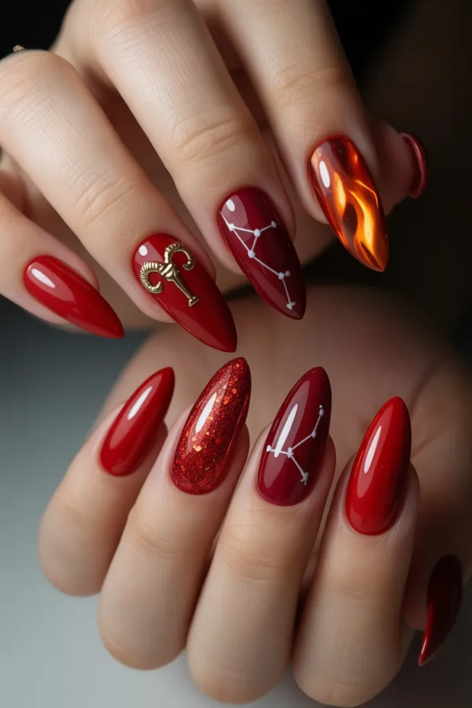 Aries Nail Designs 26 25. Full Aries Birthday Nail Set — The Complete Fire Sign Collection