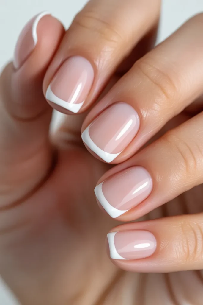 25. Simple White French Tip Short Nails 2025