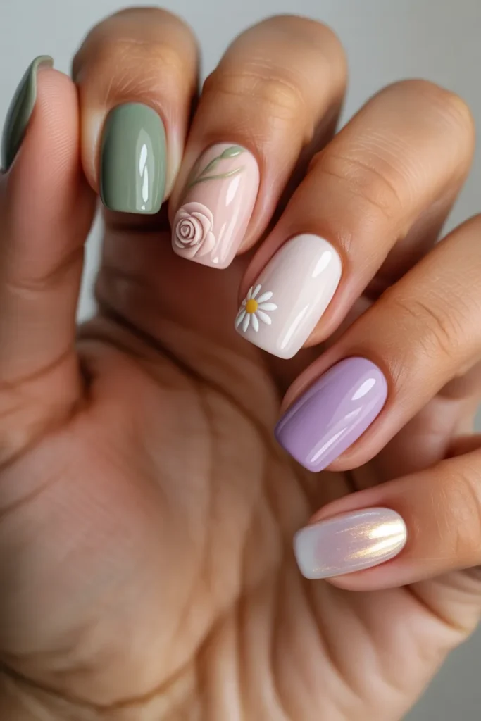 25. Spring Gel Nails 2026 — Full Floral Luxury Set