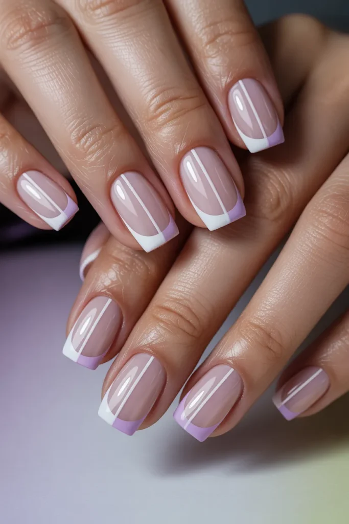 25. Two Tone French Tip in Lavender and White