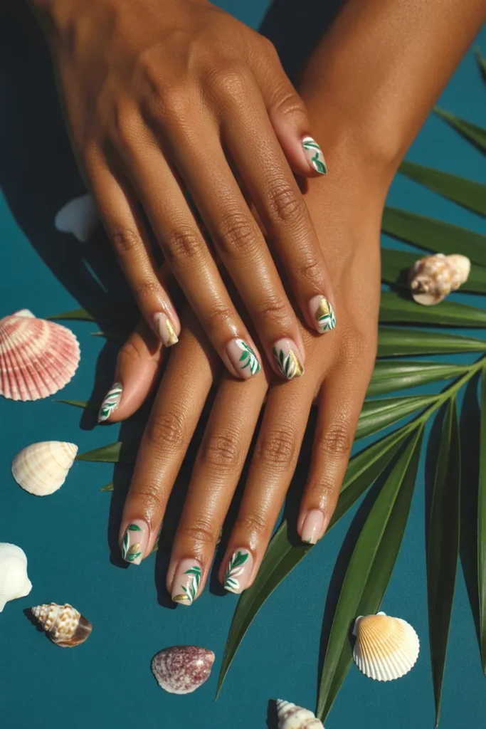 25. Vacation Square Nails — Tropical Print