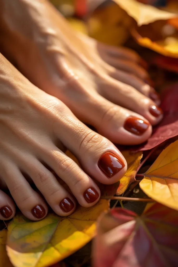 3. Dark Maroon Toe Nails — Autumns Favourite Shade