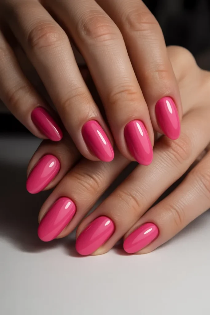 3. Hot Pink Almond Nails