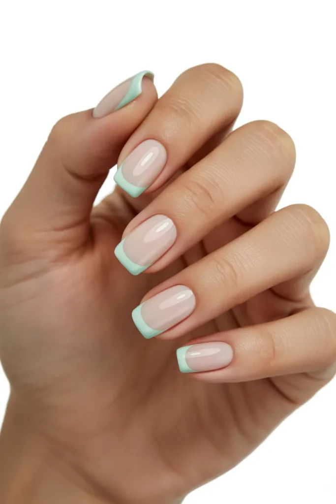 3. Pastel Green French Tips