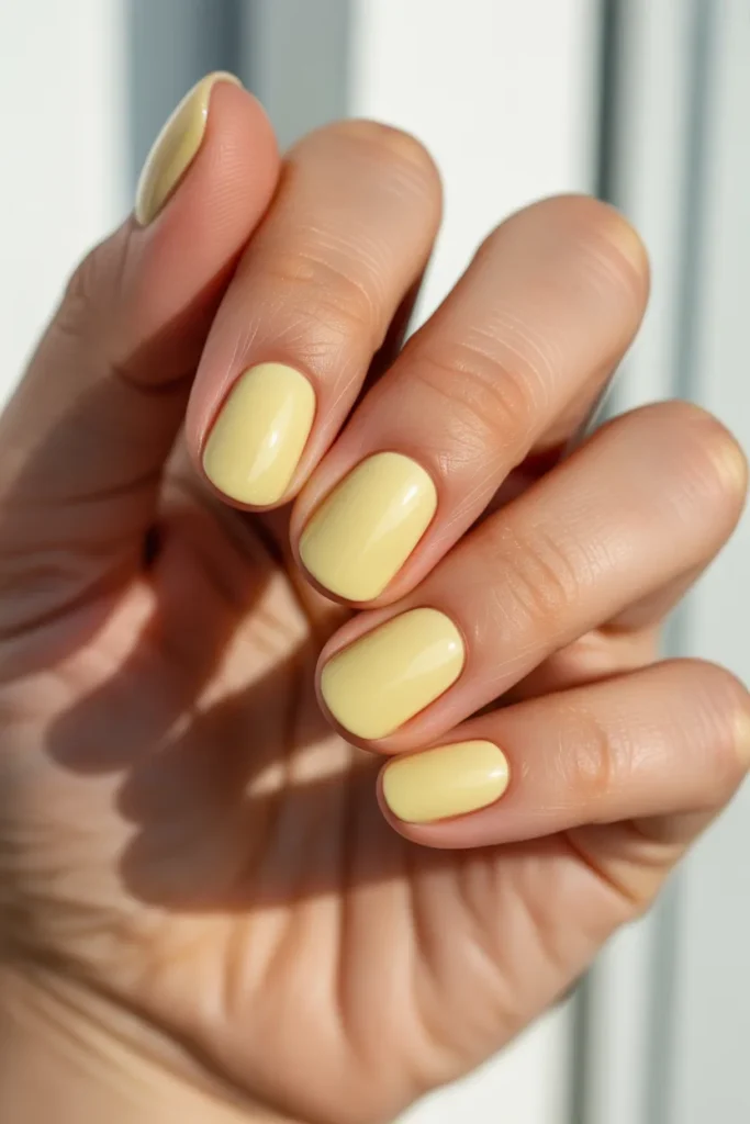 3. Simple Pastel Yellow April Nails