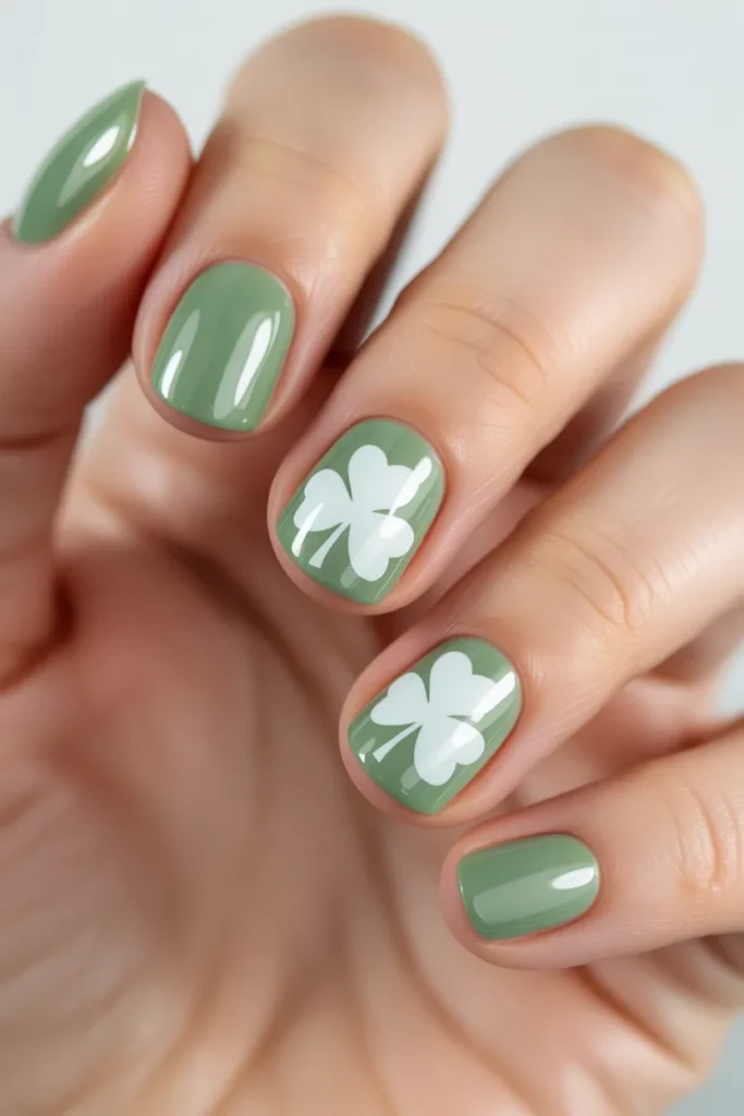 3. Simple Shamrock Nails — Easy Beginner Design