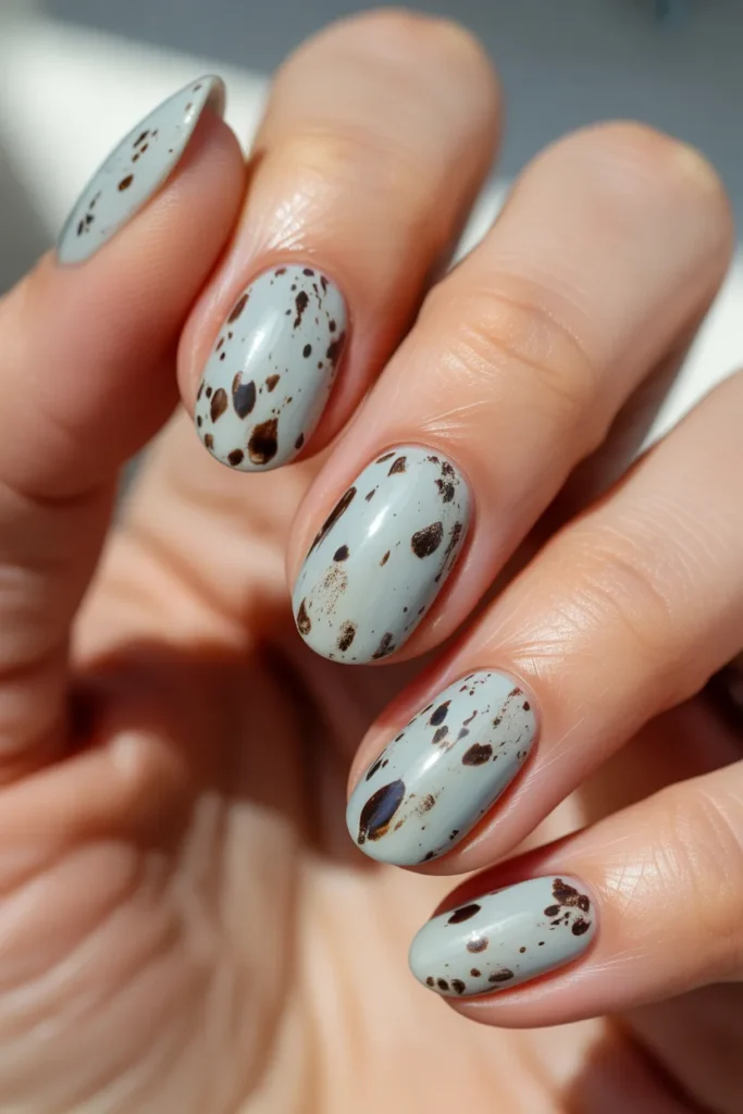 3. Speckled Easter Egg Nails — Bird Egg Effect