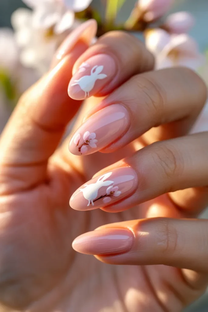 Easter Gel Nails 4 3.Easter Bunny Gel Nails