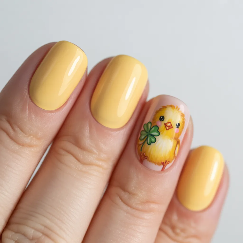 4. Baby Chick and Clover Nails