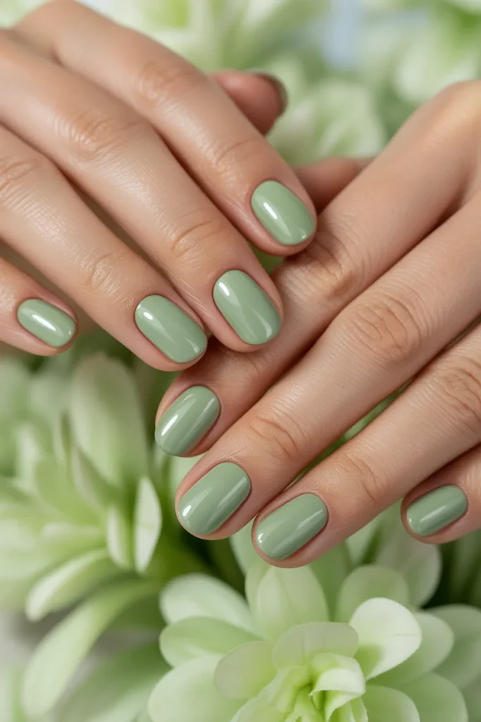 4. Pastel Green Short Nails — Simple Spring Nail Ideas Green