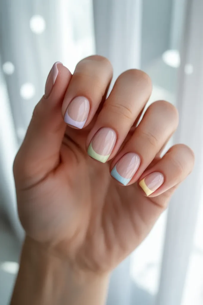 4. Pastel Rainbow French Tips
