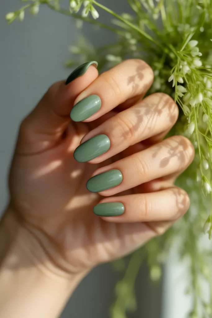 4. Sage Green April Nails — Botanical Beauty
