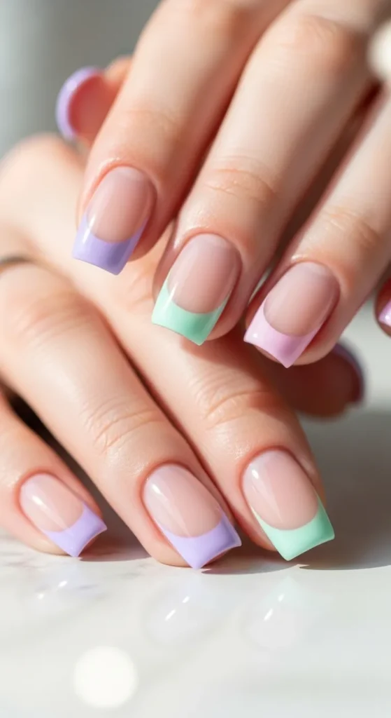 Easter Gel Nails 5 4.French Tip Spring Easter Gel Nails
