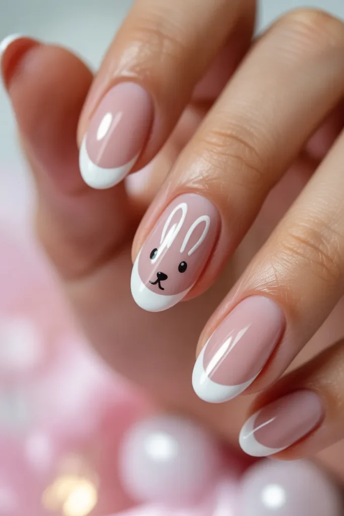 5. Bunny French Tip Nails