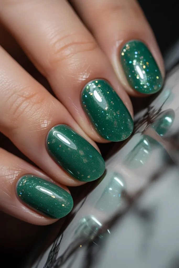 5. Dip Powder Glitter Green Nails