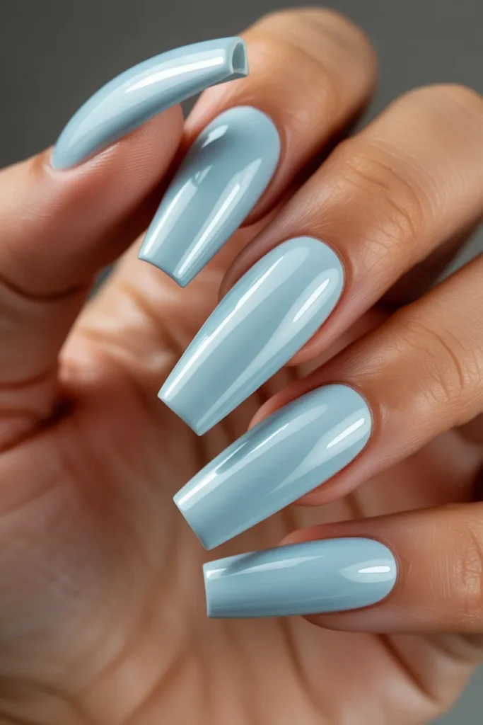 5. Pastel Blue Coffin Acrylic Nails
