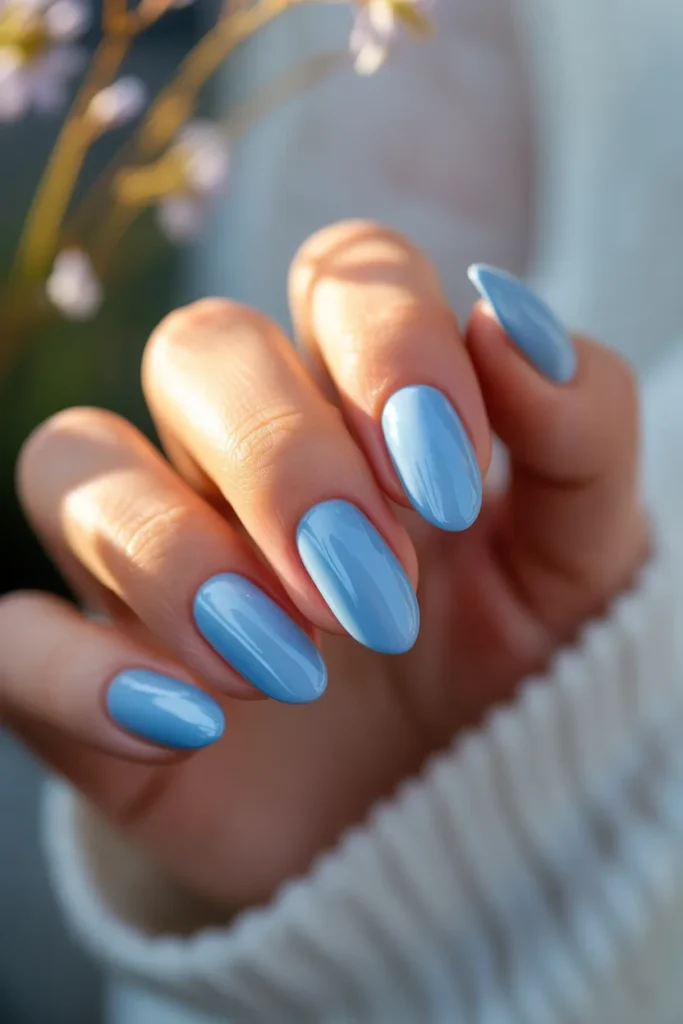 5. Pastel Blue Easter Nails — Sky Soft Dreamy