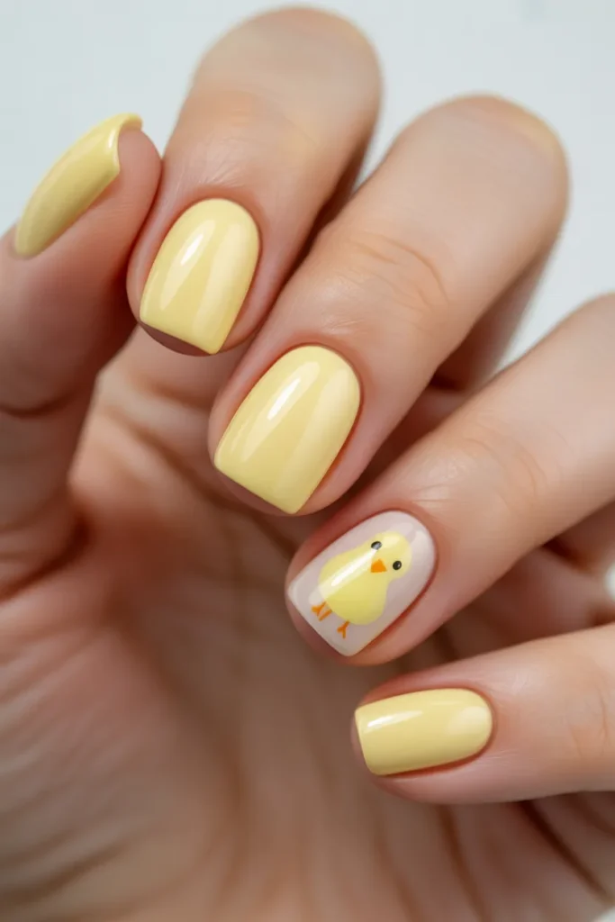 5. Yellow Easter Nails — Short Nail Edition