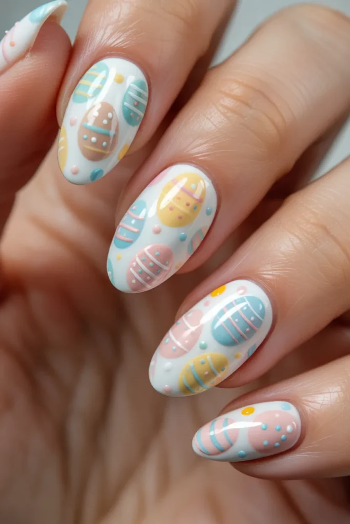 6. Easter Egg Nail Art — Short Almond
