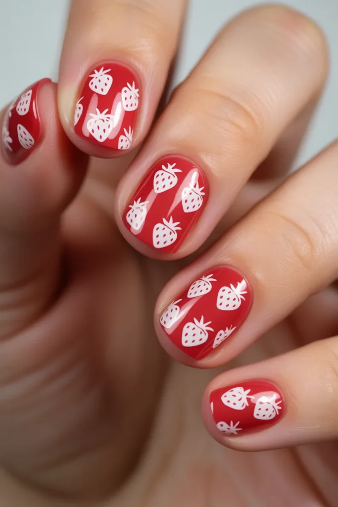 Strawberry Nail Art 7 6. Easy Strawberry Nail Art with Nail Stamps