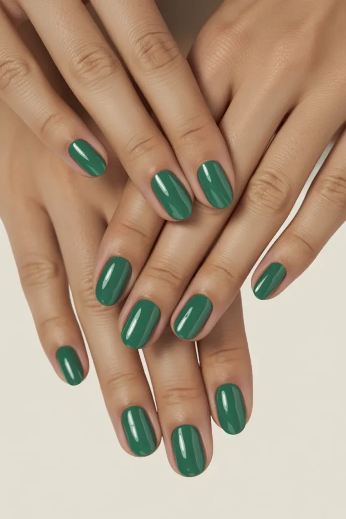 6. Emerald Green Gel Nails