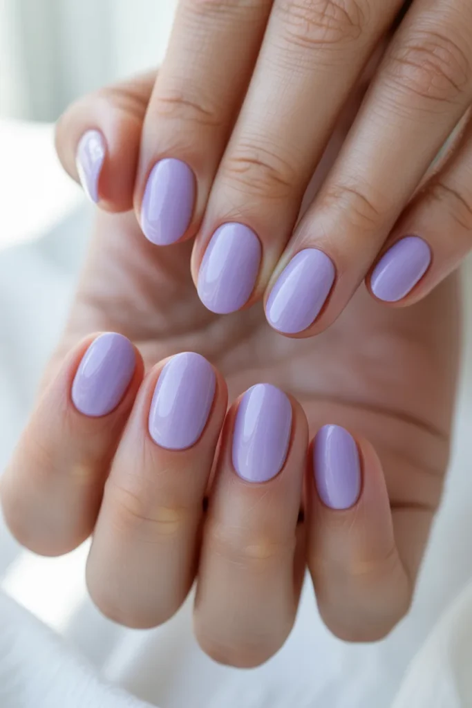 6. Opaque Pastel Easter Nail Art — Solid Lavender