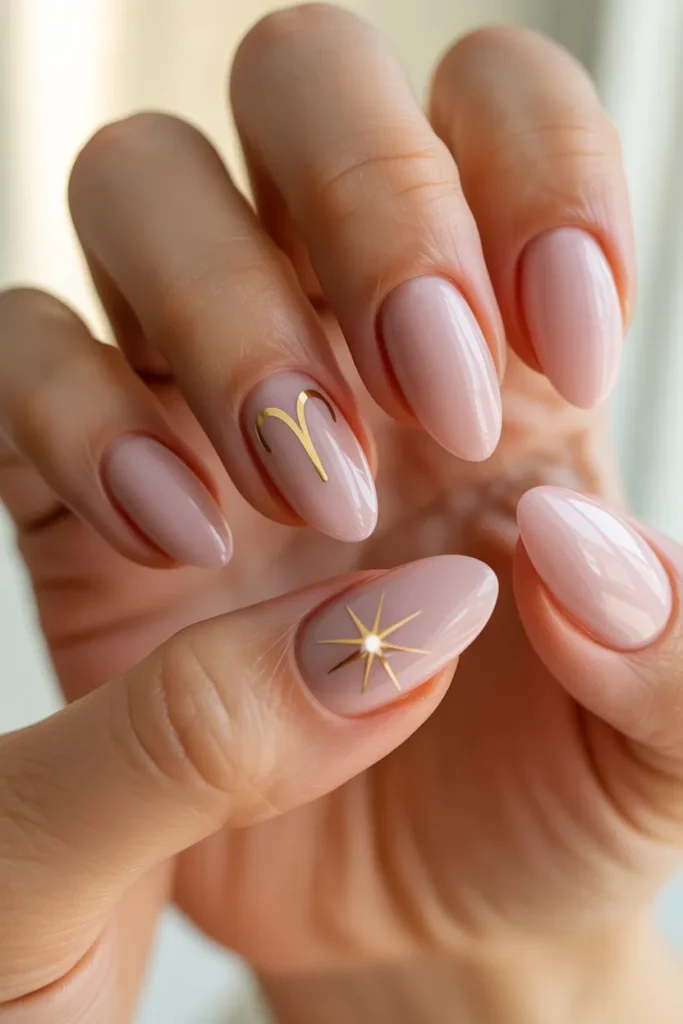 6. Pink Aries Acrylic Nails — Pastel Birthday Set