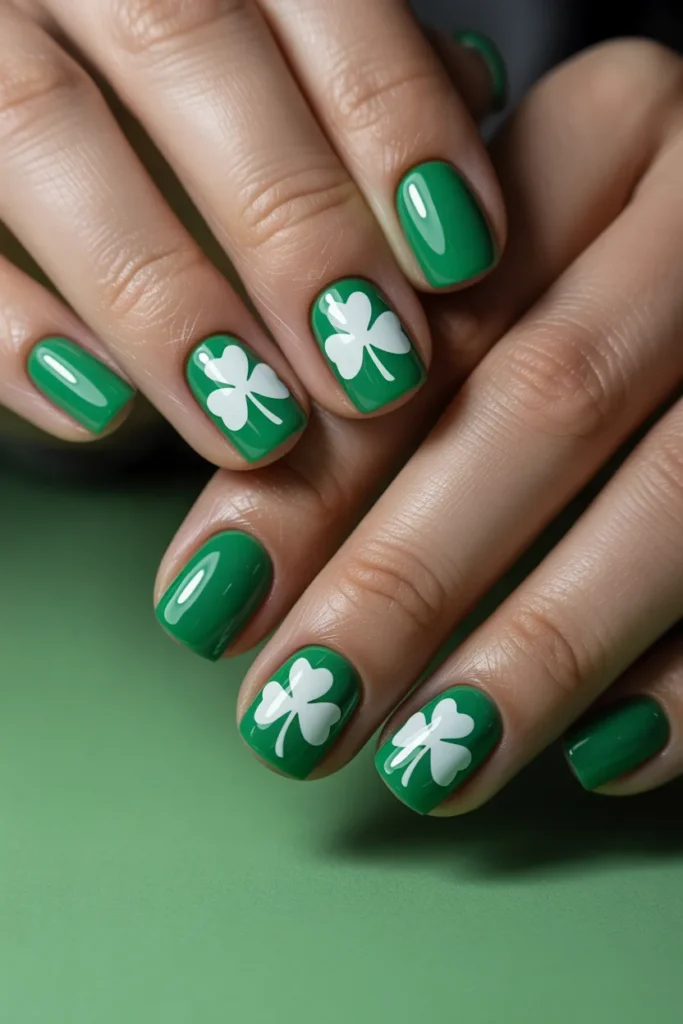 6. Shamrock Nails Short Square Design