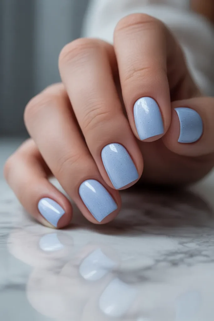 6.Powder Blue Matte Nails