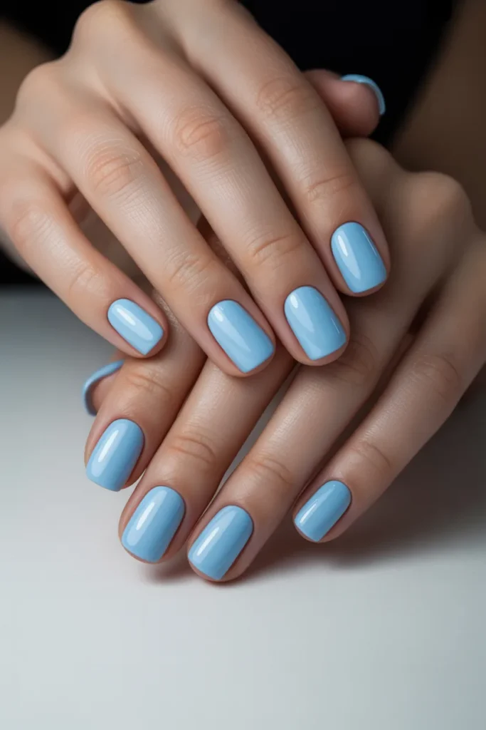 7. Baby Blue Square Nails